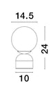 Kenio Tischleuchte Weiß - Maßzeichnung mit Größenangaben von 24 cm Höhe und 10 cm Durchmesser.