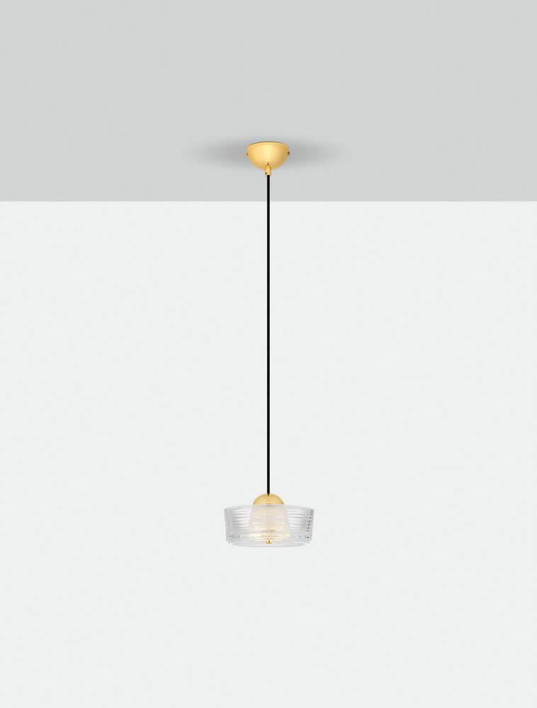 Keros LED Pendelleuchte 3000K Gold – moderne Pendelleuchte mit Stahl, Acryl und Aluminium, perfekt für Küche oder Esstisch.