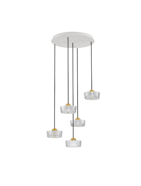 Keros LED-hengelampe med 5 lyskilder 3000K gull 
