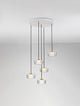 Keros LED Pendelleuchte 5-flammig 3000K Gold mit modernen Glaskörpern in elegantem Design.
