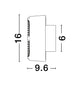 Keros LED Wandleuchte 3000K Gold - technische Zeichnung der Abmessungen 16x9.6x6 cm