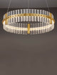 Kezo LED Pendelleuchte Ø 60cm 3000K Gold mit elegantem Design aus Edelstahl und klarem Glas.