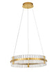 Kezo LED Pendelleuchte Ø 60cm 3000K Gold, moderne goldene Leuchte mit klarem Glasdesign.