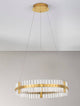 Kezo LED Pendelleuchte Ø 60cm 3000K Gold in modernem Gold-Design und klarem Glas, eleganter Look für jedes Zuhause.
