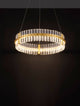 Kezo LED Pendelleuchte Ø 60cm 3000K Gold, elegante Hängeleuchte mit goldfarbenem Edelstahl und klarem Glas.
