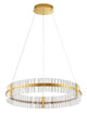 Kezo LED Pendelleuchte Ø 78cm 3000K Gold im glamourösen, klassischen Stil aus Metall und Glas.