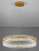 Kezo LED Pendelleuchte Ø 78cm 3000K Gold mit modernem, glamourösem Design und hochwertigem Metall und Glas.