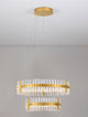 Kezo LED Pendelleuchte 2-flammig Ø 60cm 3000K Gold mit hochwertigem Metall und Glas im glamourösen Stil.