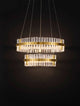 Kezo LED Pendelleuchte 2-flammig Ø 60cm 3000K Gold in elegantem Design mit Glas- und Metallakzenten.