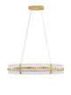 Kezo LED Pendelleuchte Oval Ø 90cm 3000K Gold mit elegantem Design und gold-transparentem Akzent.