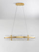 Kezo LED Pendelleuchte Oval Ø 90cm 3000K Gold mit elegantem Design und gläsernen Elementen