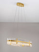 Kezo LED Pendelleuchte Oval Ø 90cm 3000K Gold, elegante Pendelleuchte mit gold-transparentem Design.