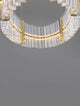 Kezo LED Pendelleuchte Oval Ø 90cm 3000K Gold in modernem Design mit elegantem Glas und Edelstahl.