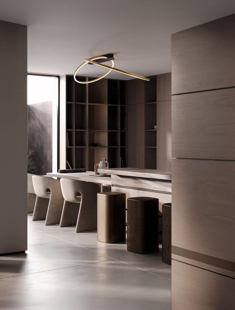 Moderne Kiklos LED Deckenleuchte 2-flammig Ø 72cm 3000K in stilvollem Raum mit minimalistischem Design.