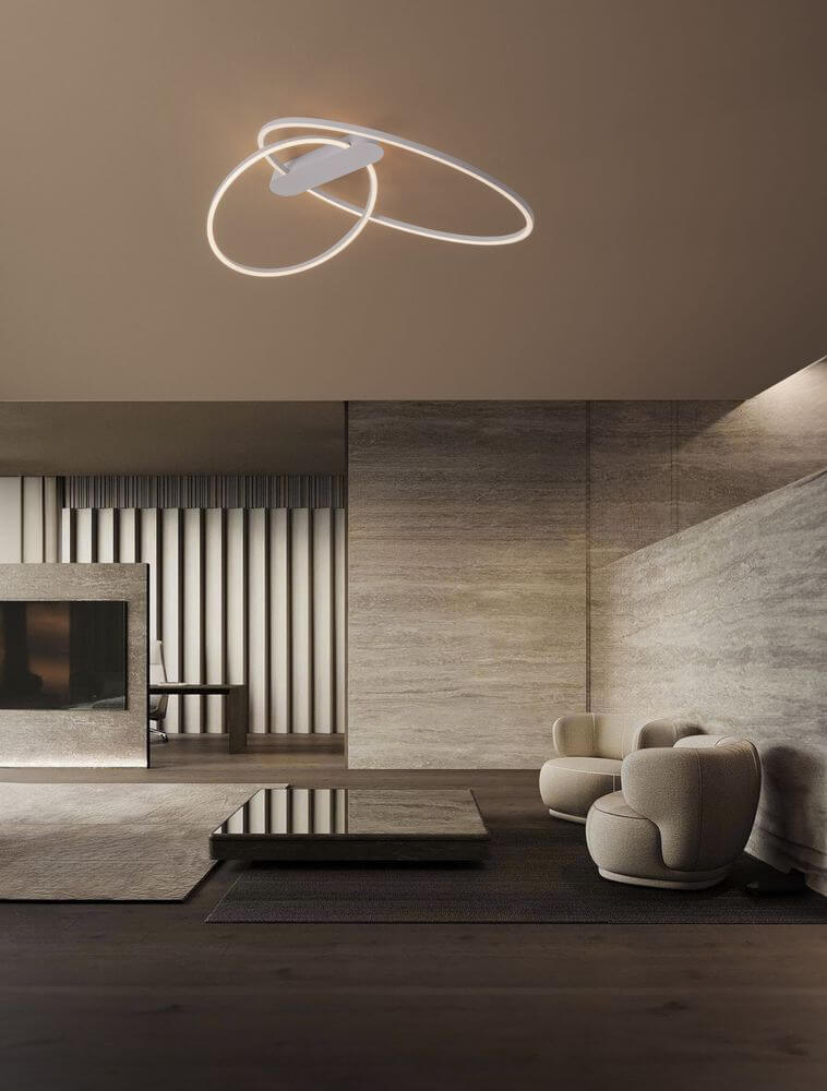 Kiklos LED Deckenleuchte 2-flammig mit modernem Design, Ø 72cm und angenehmem 3000K Licht für stilvolle Wohnräume.