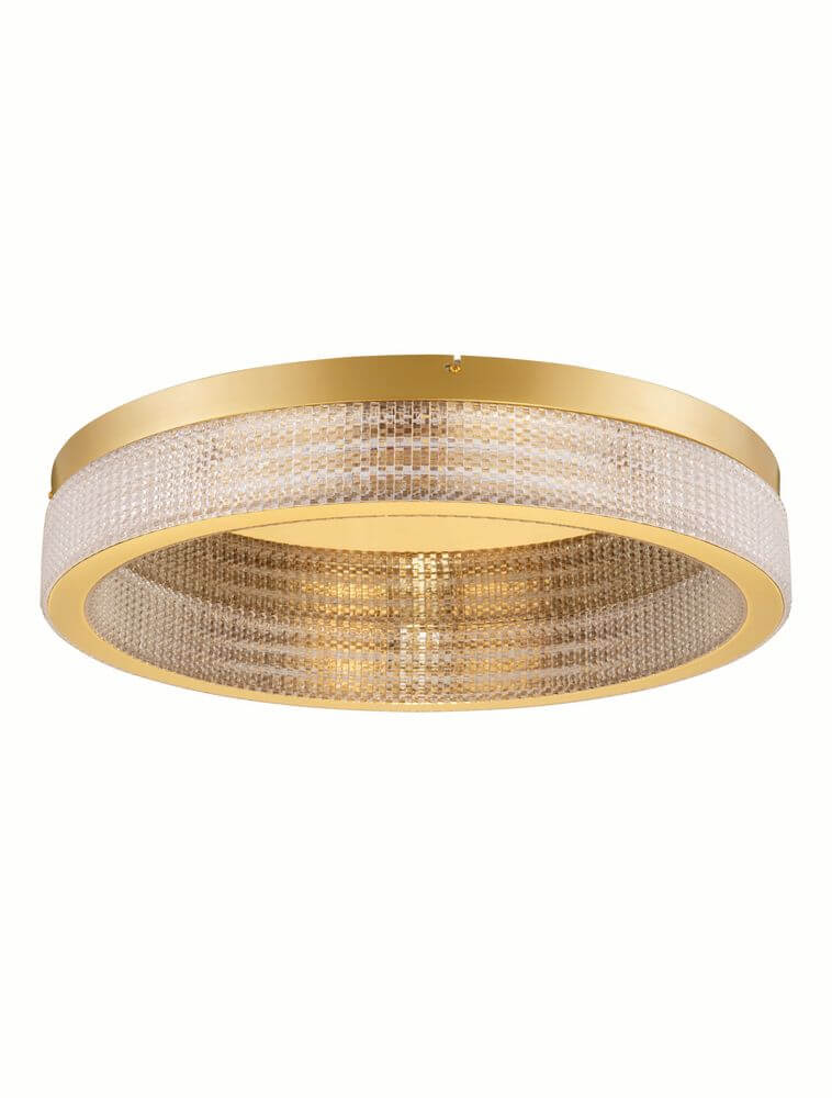 Kinara Deckenleuchte 3000K in Gold mit klarem Glasdesign, ideal für stilvolle Raumbeleuchtung.