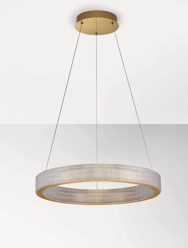 Kinara Pendelleuchte Ø 60cm 3000K Gold – edles Design mit warmweißem Licht und hochwertigem Aluminium.