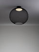 Kinetic LED Deckenleuchte in Schwarz mit Drahtgeflecht, ideal für modernen Wohnraum, Höhe 31 cm, Durchmesser 30 cm.