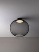 Moderne Kinetic LED Deckenleuchte aus schwarzem Drahtgeflecht, Durchmesser 30 cm, 3000K.