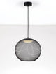 Kinetic LED Pendelleuchte 3000K Schwarz im modernen Drahtgeflecht-Design, ideal für Schlaf- und Wohnzimmer.