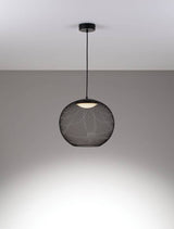 Kinetic Pendelleuchte aus schwarzem Drahtgeflecht, 153 cm hoch, 30 cm Durchmesser, moderne LED-Lampe mit 12 W Licht.