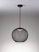 Kinetic LED Pendelleuchte 3000K Schwarz in modernem Drahtgeflecht-Design, ideal für Wohnzimmer.