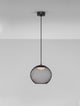 Kinetic LED Pendelleuchte 3000K Schwarz, moderne Lampe aus schwarzem Drahtgeflecht für stilvolles Wohnen.