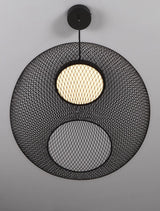 Schwarz KINETIC Pendelleuchte aus Drahtgeflecht mit LED-Licht in modernem Design für Schlaf- und Wohnzimmer.