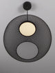 Kinetic LED Pendelleuchte 3000K Schwarz mit modernem Drahtgeflecht und integrierter Lichtquelle.