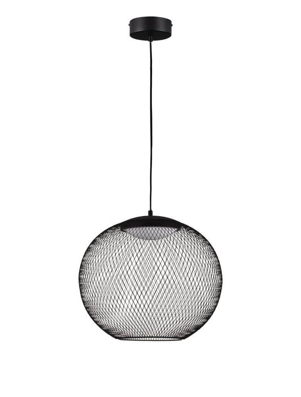 Kinetic LED Pendelleuchte 3000K Schwarz, schwarze Drahtgeflecht-Lampe Ø 40cm, 12W, modern für Schlaf- und Wohnzimmer