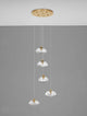 King Pendelleuchte 5-flammig Ø 35cm Gold, Transparent mit modernem Design und Glas-Elementen.