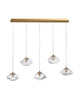 King Pendelleuchte Balken 80cm 5-flammig Gold, Transparent mit Glas und Metall für stilvolle Beleuchtung.
