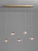 King Pendelleuchte Balken 80cm 5-flammig Gold, Transparent mit Glas und Metall für stilvolle Beleuchtung.