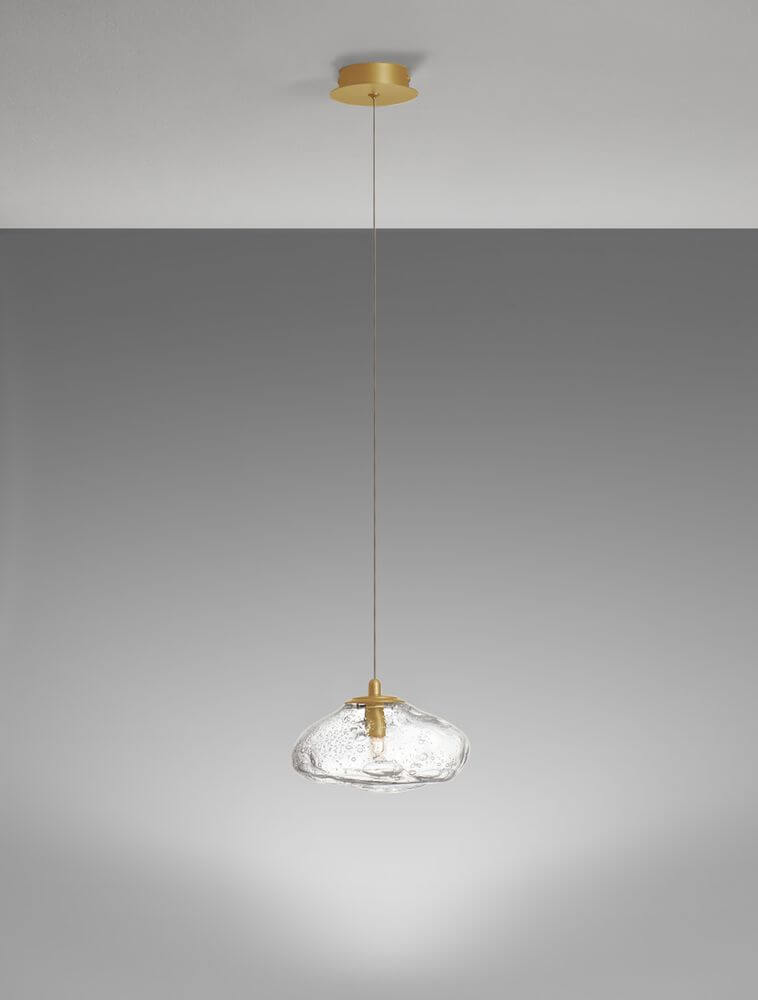 King Pendelleuchte G9 Gold, Transparent – stilvolle Hängeleuchte aus Glas und Metall.