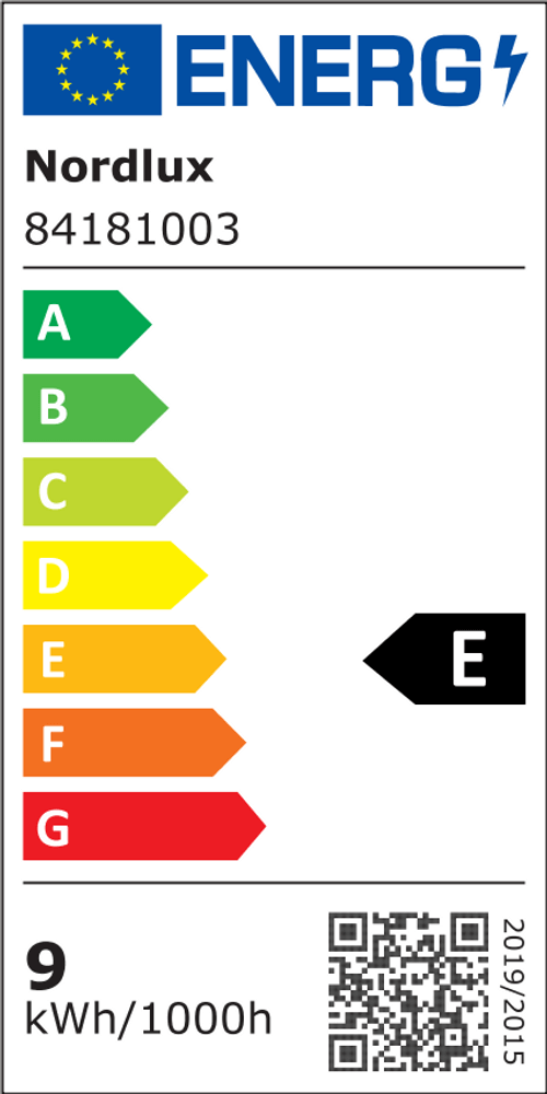 Kinver LED Außen-Wandleuchte IP54 Schwarz mit EU-Energielabel Klasse E, Nordlux, 9 kWh/1000h