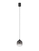 Kita LED Pendelleuchte Ø 10cm 3000K Schwarz, Rauch mit edlem, mattem Aluminium und rauchfarbenem Glas.