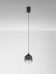 Kita LED Pendelleuchte Ø 10cm 3000K Schwarz, Rauch mit mattem Aluminium und rauchfarbenem Glas.