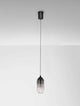 Kita LED Pendelleuchte Ø 7cm 3000K Schwarz, Rauch an der Decke montiert mit Rauchglas-Schirm.