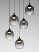 Kita LED Pendelleuchte 5-flammig Ø 43cm 3000K Schwarz, Rauch in elegantem Design mit rauchfarbenem Glas.