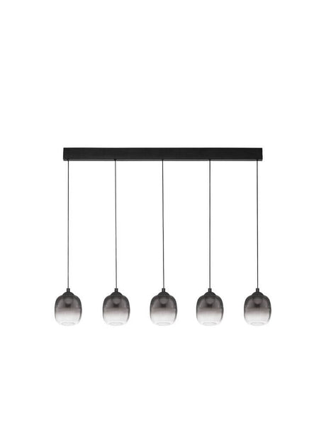 Kita LED Pendelleuchte Balken 95cm 5-flammig 3000K Schwarz, Rauch: moderne Esstischlampe mit Rauchglas