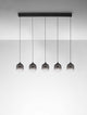 Kita LED Pendelleuchte Balken 95cm 5-flammig 3000K Schwarz, Rauch in moderner Wohnumgebung