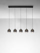 Kita LED Pendelleuchte Balken 95cm 5-flammig 3000K Schwarz, Rauch - moderne Designlampe mit Rauchglas