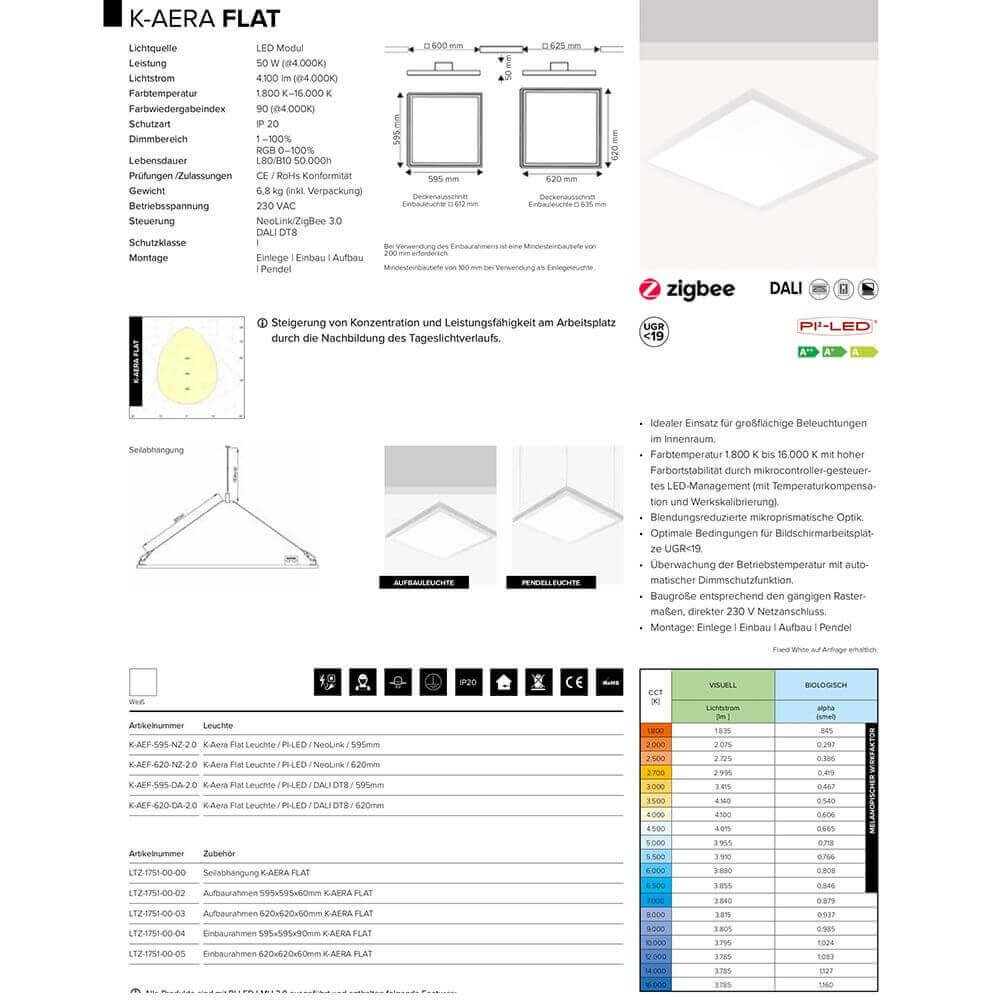 K-Aera Flat LED Einlegeleuchte HCL RGB CCT DALI