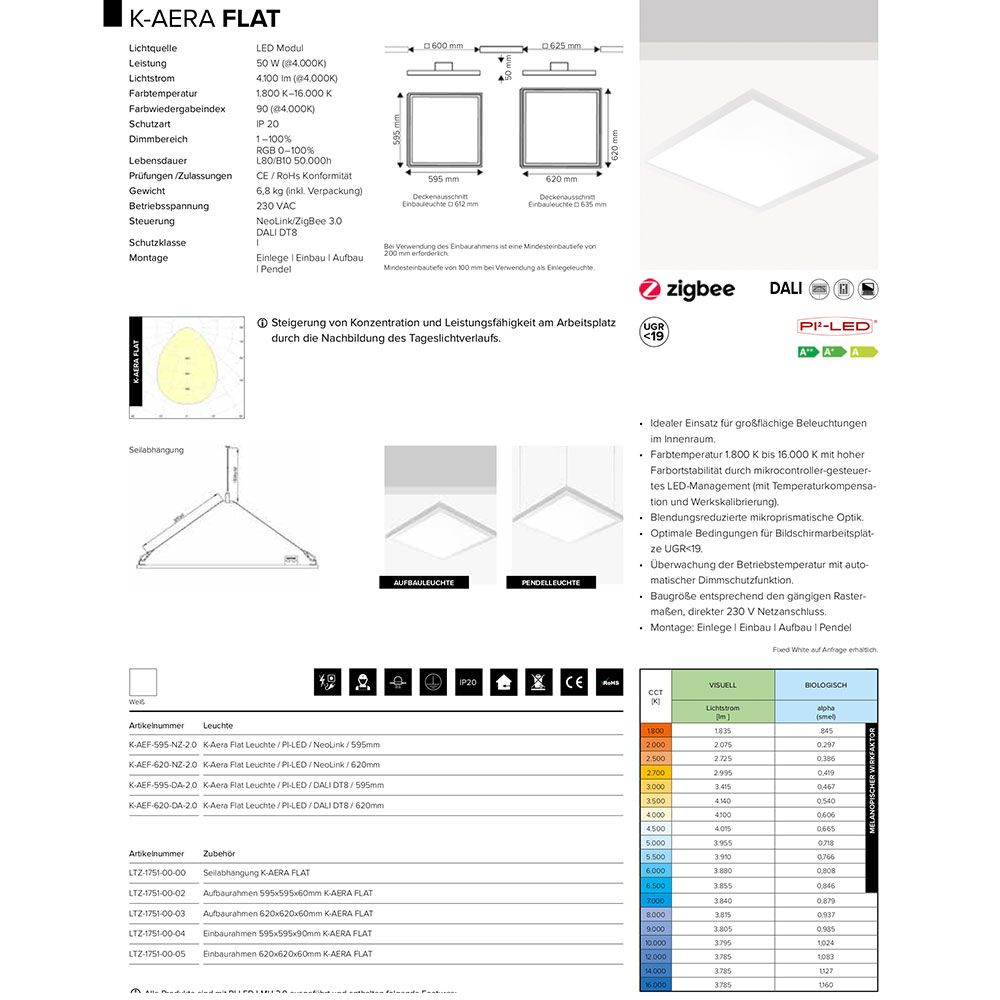 K-AERA platte LED LED LICHT HCL RGB CCT DALI