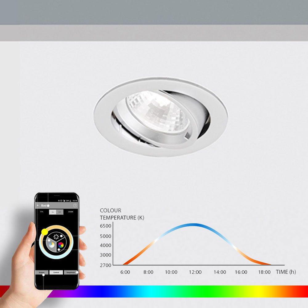 K-Motus HCL daylight recessed spot RGBW swiveling Neolink DALI