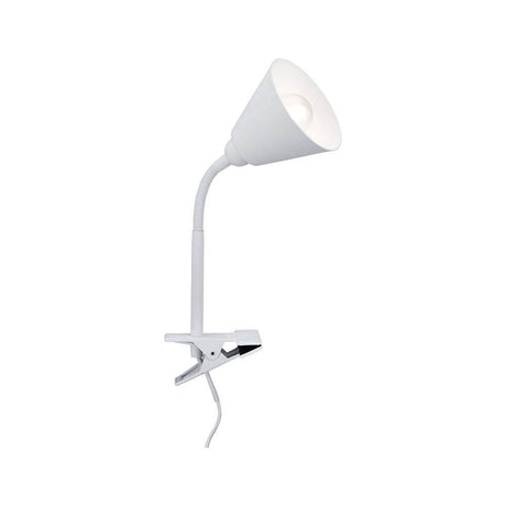 Klemmlampe Vitis mit Flexarm Schnurschalter Weiß - flexible Leuchte mit robuster Klemme für optimale Ausrichtung.