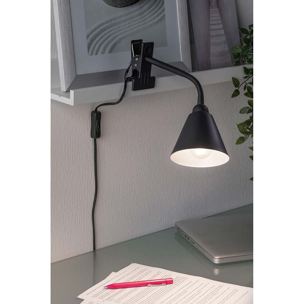 Luz de pinza Vitis con interruptor de cable de brazo flexible negro