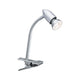 Klemmspot Gesa GU10 Chrom-Matt mit flexibler Halterung und Schnurschalter für gezieltes Licht.