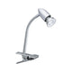 Klemmspot Gesa GU10 Chrom-Matt flexible Montageleuchte mit Schnurschalter.