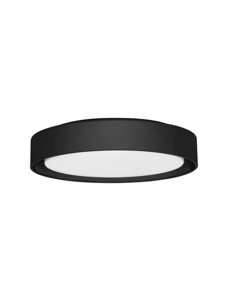 Koi LED plafonnier Ø 48 cm 3000K dans une cuve métallique noire ronde avec un diffuseur en plastique blanc.